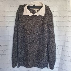 14 - Forever 21 Gray/White Layered Sweater Under Shirt